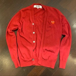 Come Des Garçon Play Red cardigan sweater